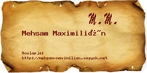 Mehsam Maximilián névjegykártya